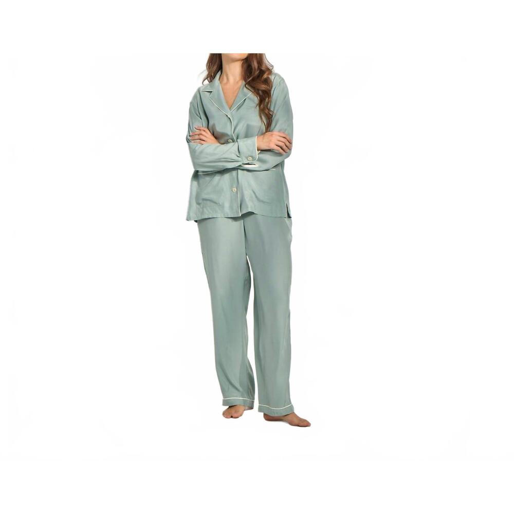 NEW THE SLEEP CODE women's washable silk long pj set in sage